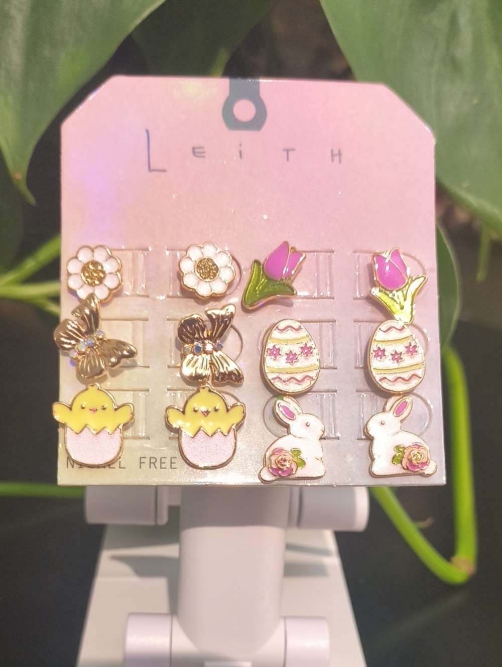 Leith Kids Pink, Yellow & White Easter Charm Earring Set